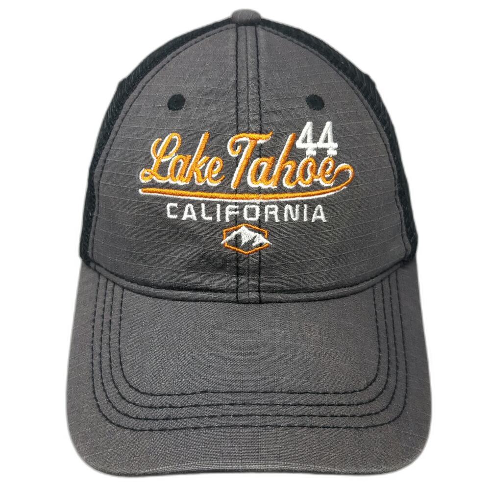 Mountain Trucker Hat Gray Black Orange White One Size Snapback Lake Tahoe Mesh
